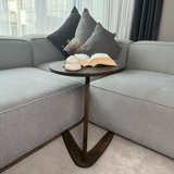 C-Shaped Handmade End Table, Side Table For Couches, Sofa Tables Slide Under Couch For Living Room, Over Couch TV Tray Table For Small Spaces