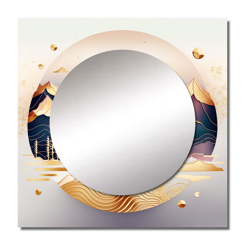 Kristilynn - Miroir carré abstrait en marbre pour décoration murale, 23 po x 23 po