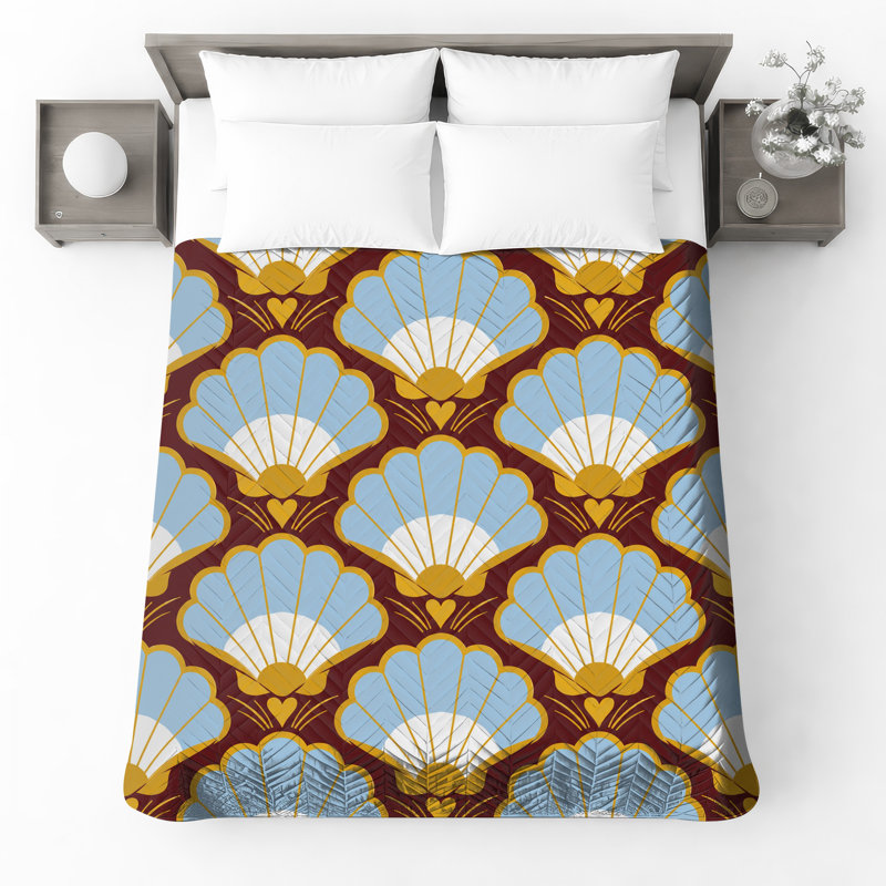 Scallop Shell Pattern Quilted Bedspread All Sizes, Queen