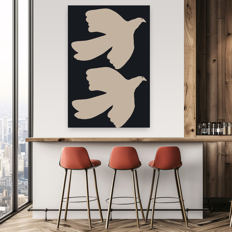 Doves In Flight Elegant Minimalist Peaceful Bird Nature Wall Art Print 1 Piece Wrapped Canvas Wall Art, 152.4cm H x 101.6cm W