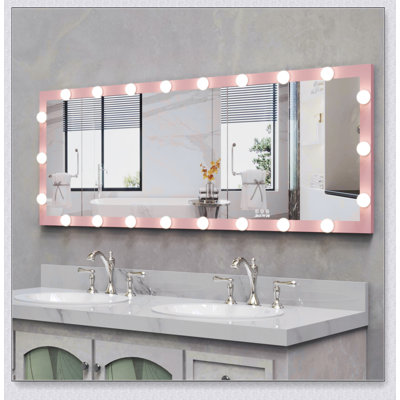 Wall standing Bedroom Hotel Full Length Mirror with LED Bulbs Touch Control