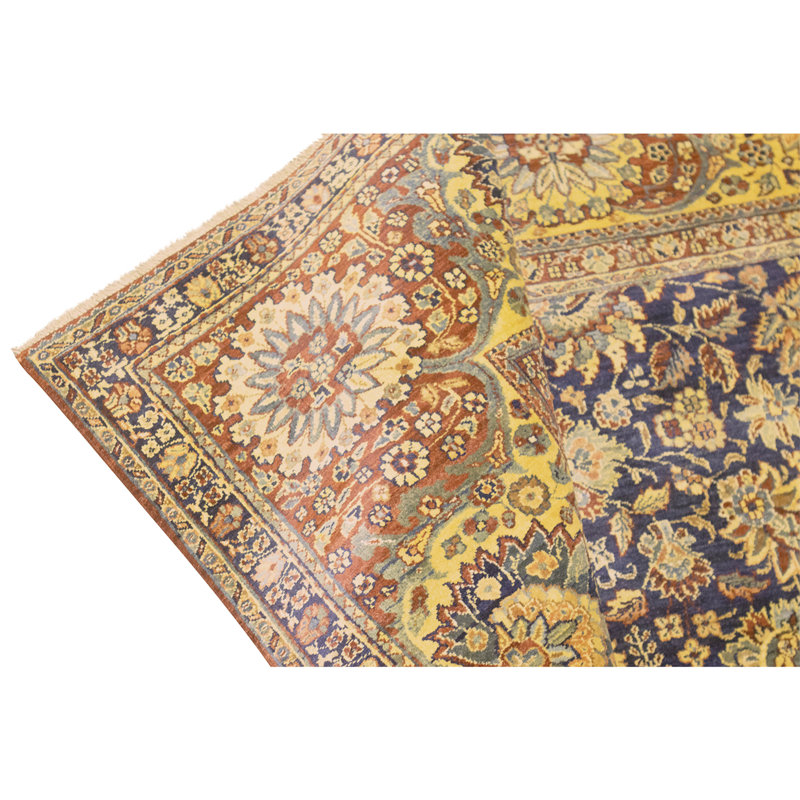 High-Quality Hand-Knotted Blue And Gold Area Rug