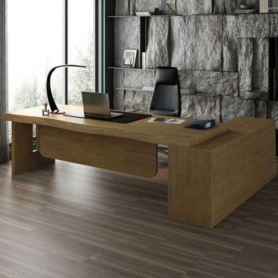 Bureau de direction en bois massif avec tiroirs Burlywood