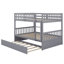 Lit superposé double en bois d'hévéa double avec lit gigogne, échelle convertible et garde-corps-105783204