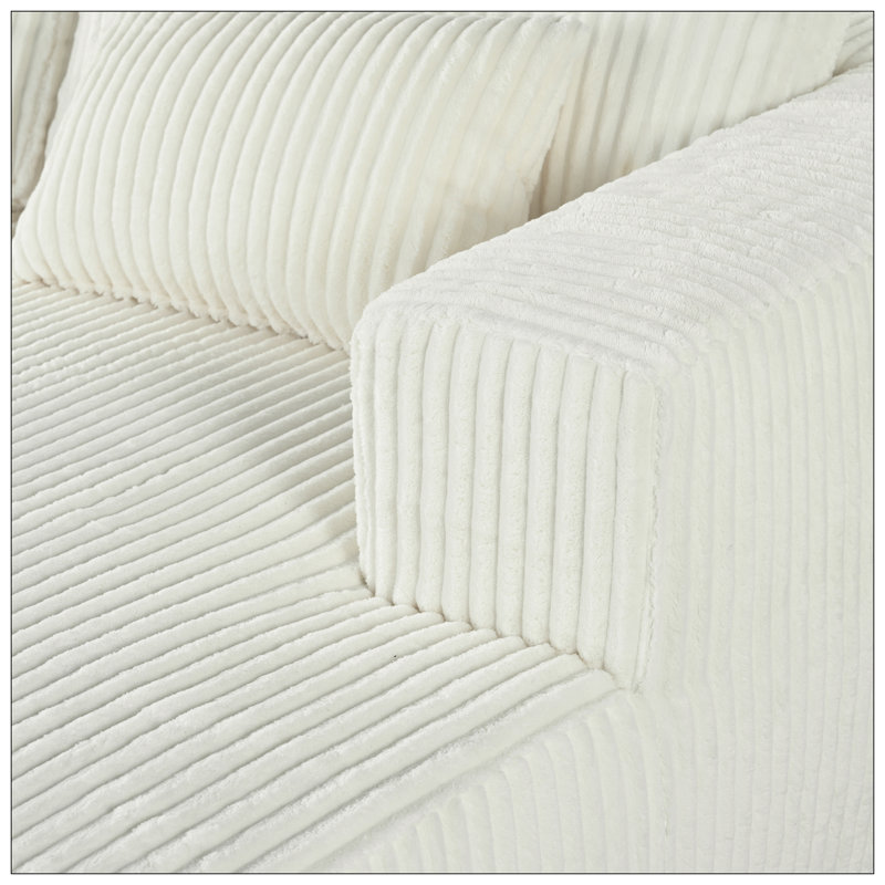 Canapé-lit double en Corduroy avec 2 coussins, parfait pour les salons, les appartements et les bureaux, Blanc