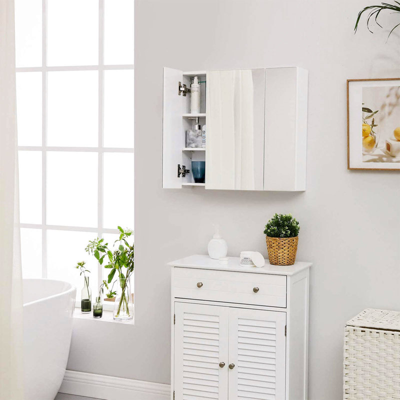 Isauro 600mm W 550mm H Surface Framed Medicine Cabinet Mirror 3 Fixed