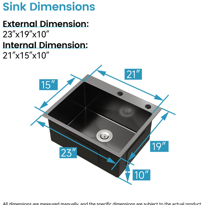 Évier encastrable 23 po x 19 po Modern - Contrôle de l'absorption et de la condensation pour une cuisine hygiénique en noir