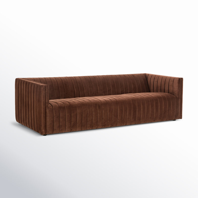 Brandt Tufted Velvet Sofa, 26.5" H x 88" W x 35" D, Amici Tobacco