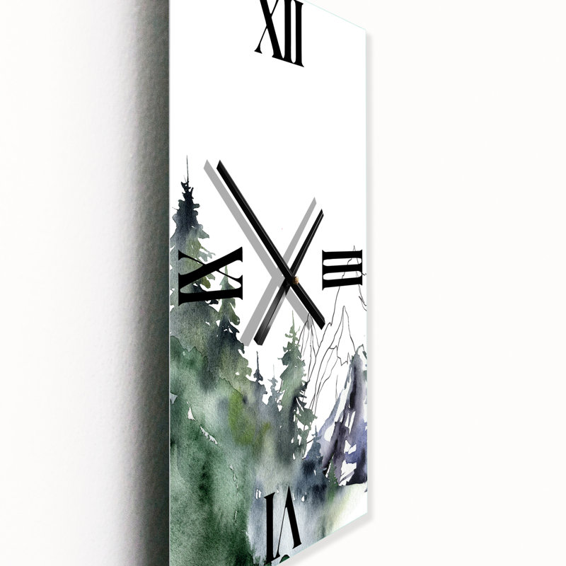 Horloge murale Winter Mountain Landscape with Trees III, Petit
