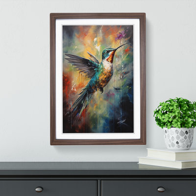 Hummingbird Gestural No.2 - Single Picture Frame Print on Wood