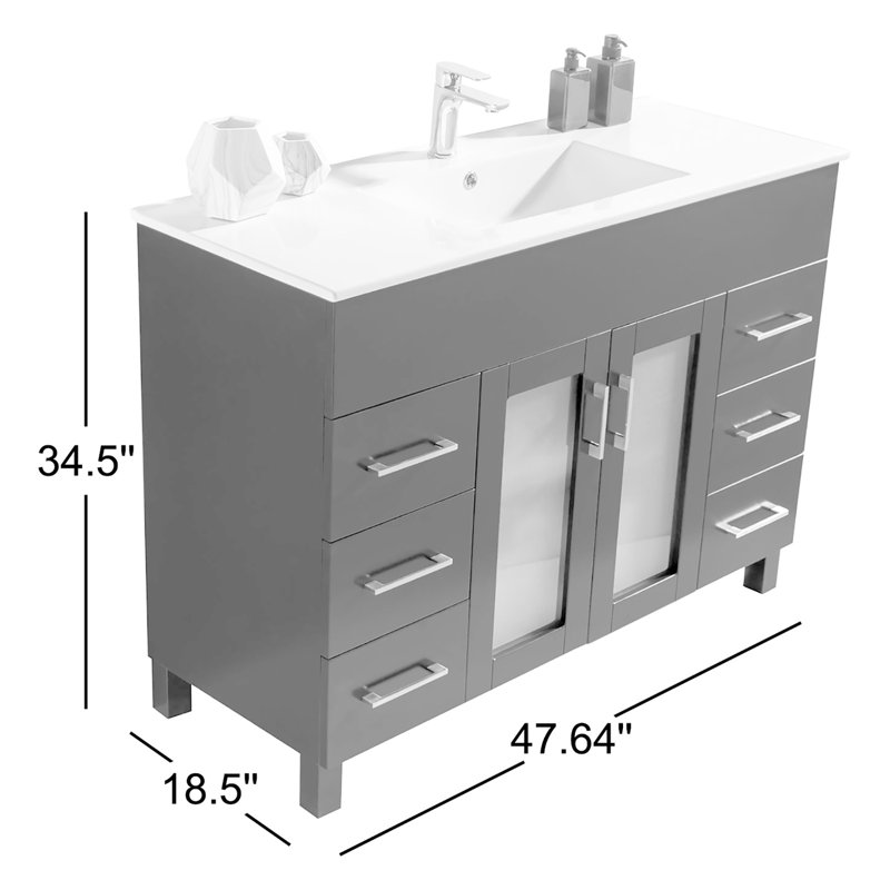 Ensemble de meuble-lavabo simple 47,64 ", Marron