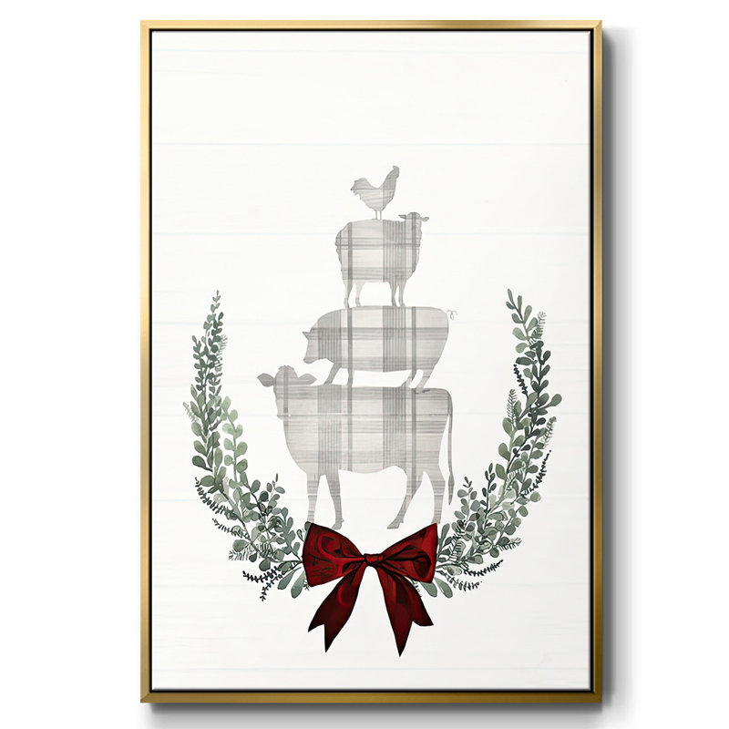Yuletide Animals II, toile tendue avec châssis, Cadre flottant doré, H 37 po x l 25 po x P 1,5 po