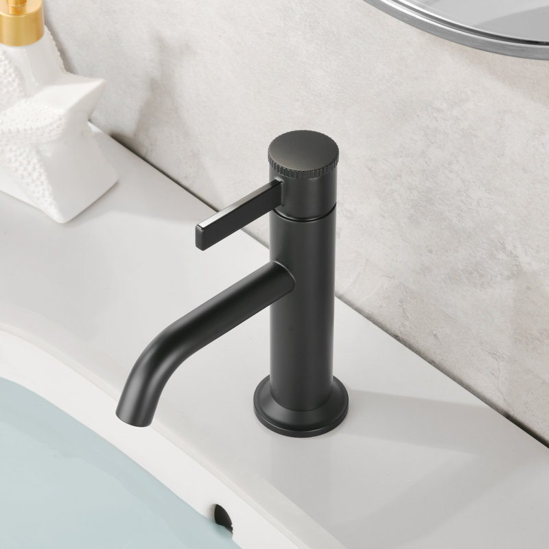 Maesson Collection Single-Handle Deckmount Lavatory Bathroom Faucet with Drain Assembly - Matte Black, Matte Black