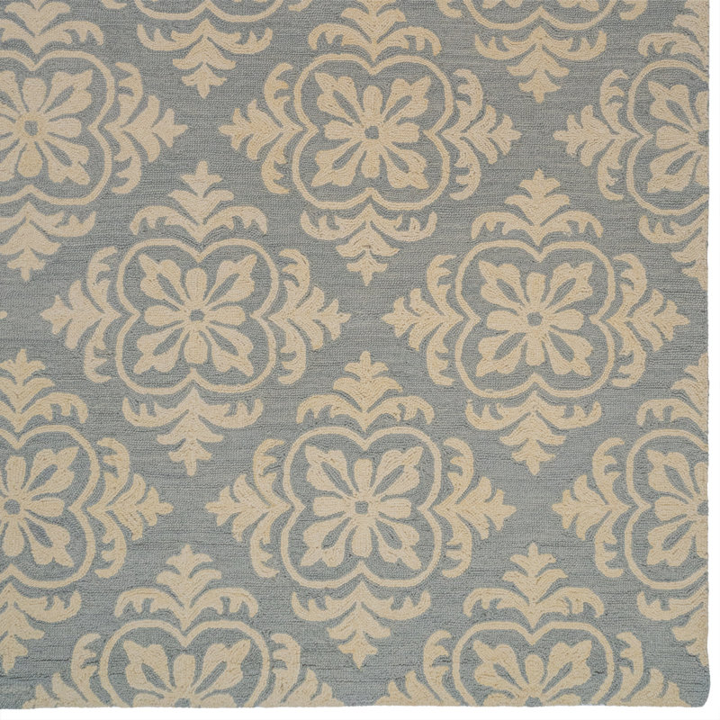 Abigahil Hand Tufted Wool Damask Indoor Rug, Rectangle 10' x 14'