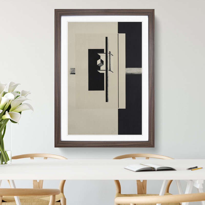Composition Vol.15 by El Lissitzky - Picture Frame Graphic Art, Walnut Framed, 48cm H x 36cm W x 2cm D