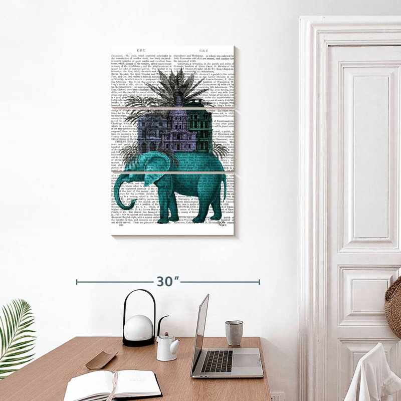 Brampt éléphant et citadelle I, H 32 po x l 20 po