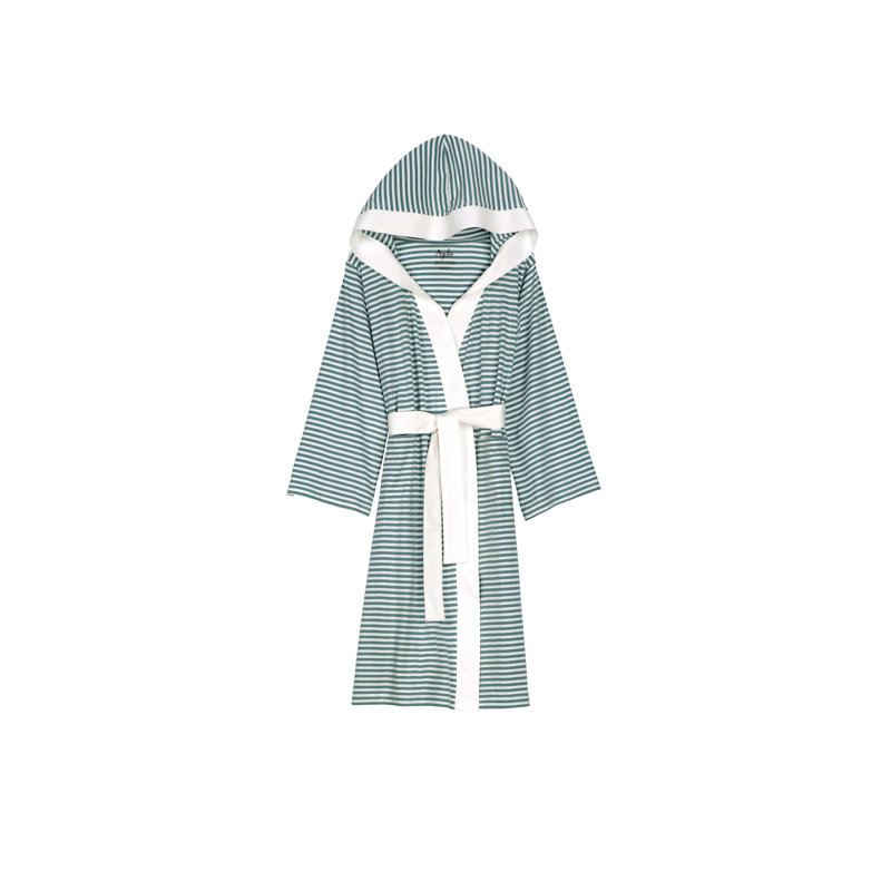 Robe courte en coton biologique à rayures Seaside Serenity, Grand / très grand, Bleu sarcelle / blanc