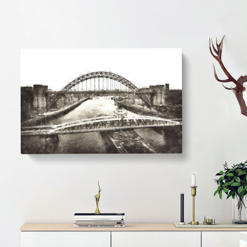 Tyne Bridge Linking Newcastle - Wrapped Canvas, 50cm H x 76cm W x 3cm D