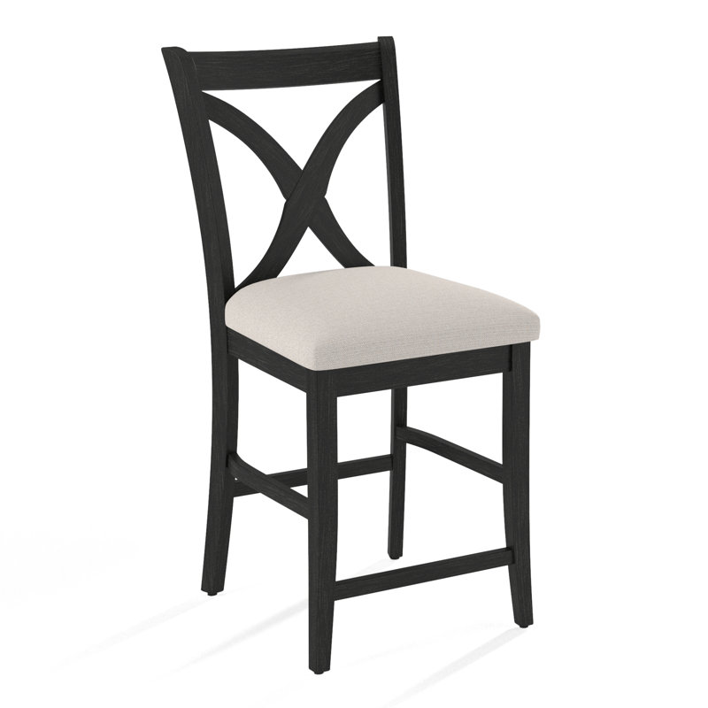 Hues Upholstered Stool with Solid Wood Frame, Light Blue Performance Fabric; 0851-55, Frost White Finish