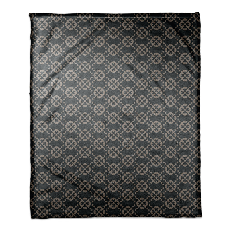  Jeté floral Argyle, Brun / noir