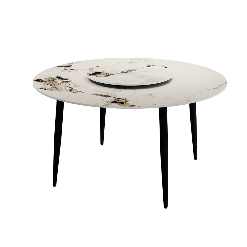 Table de salle à manger à quatre pieds, Noir, Patek blanc