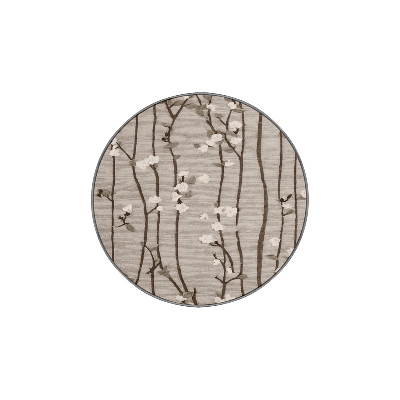 Machine Washable Gray Area Rug, Round 3'