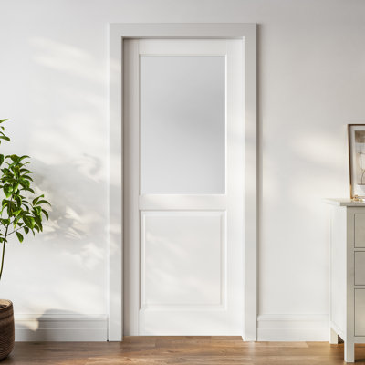 Half Frosted Glass Sliding Pocket Door Standard Door with Hardware Kit Set