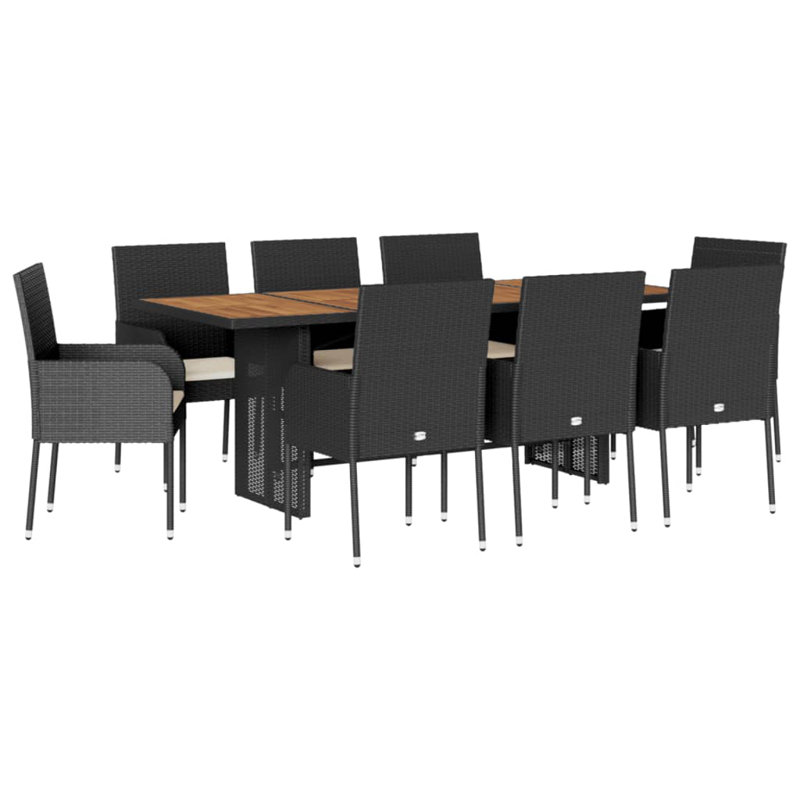  Garden Dining Set Black, Cream White