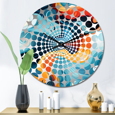 Horloge murale abstraite bleue et orange