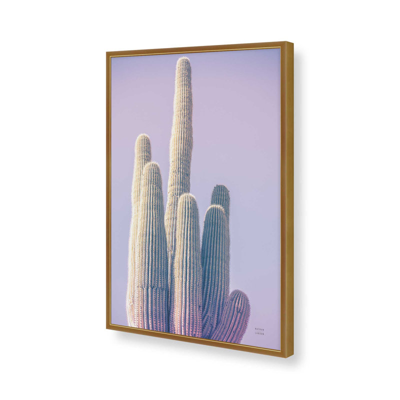 «Saguaro Purple Pastel» par Nathan Larson, reproduction d'art, H 18 po x l 12 po, Doré