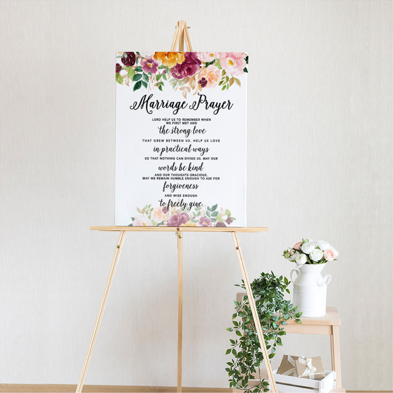 Reproduction d'art textuel sur toile non encadrée, «Wedding Prayer Fall Marsala Floral»