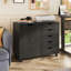 Classeur latéral Cambrie de 79 cm de large avec roulettes verrouillables, meuble en bois pour imprimante, idéal pour le bureau à domicile, classeur noir avec étagère réglable-824637564
