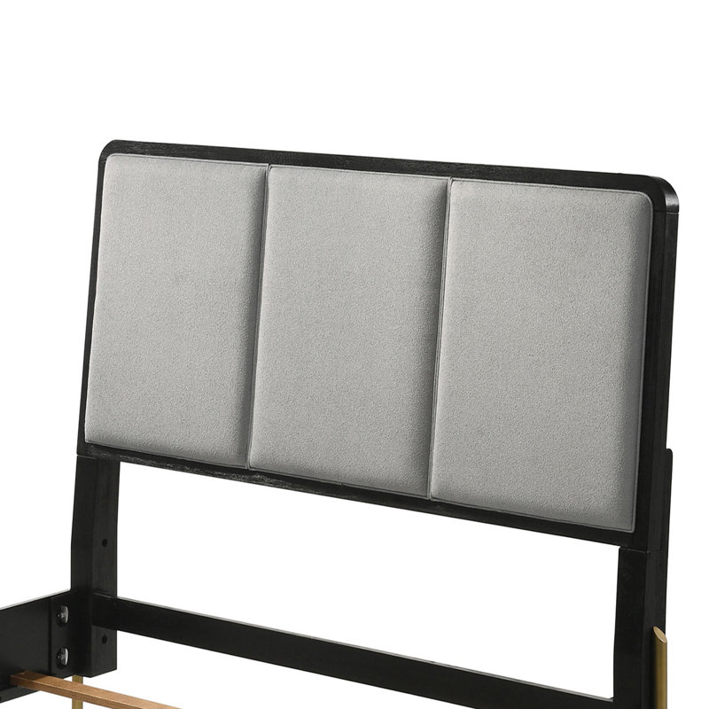 Brockman Black And Grey Panel Bed With Upholstered Headboard And Footboard, King