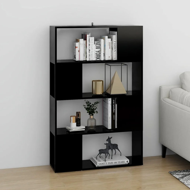 Ayad 124.5 cm H x 60 cm W Geometric Bookcase, 124.5cm H x 80cm W x 24cm D, Sonoma Oak