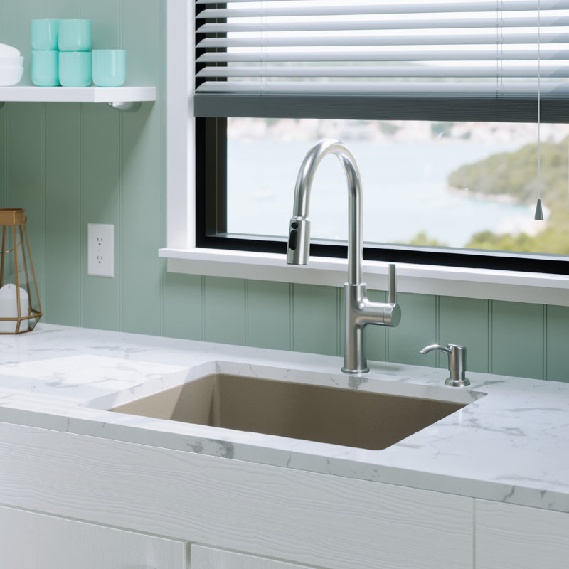 Karran Quartz 24-3/8'' X 19-1/8'' Single Bowl Undermount Kitchen Sink, Concrete