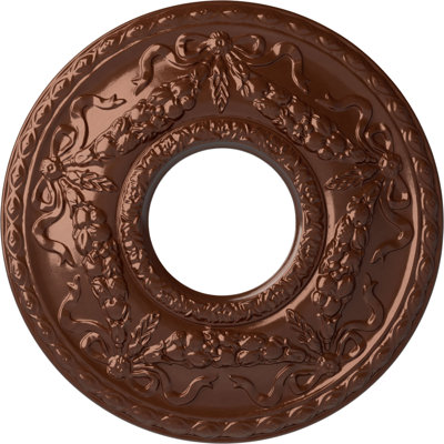 Médaillon de plafond Endurathane Hurley, diamètre extérieur de 22 1/8 po x P 7 1/4 po x P 1 3/4 po (convient aux auvents jusqu'à 7 1/4 po), fini sou en cuivre peint à la main