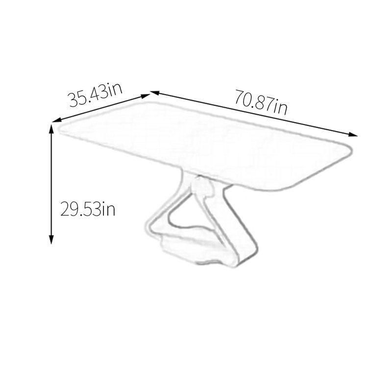 Table de salle à manger en pierre frittée de style crème, H 29,53 po x L 70,87 po x l 35,43 po