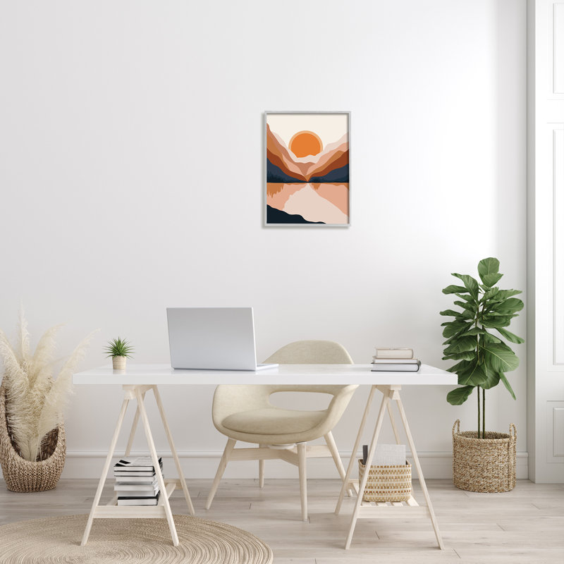 Lever de soleil orange vibrant, Estampe numérique Farmhouse, H 20 po x l 16 po