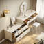 Meuble-lavabo extensible ivoire en bois massif