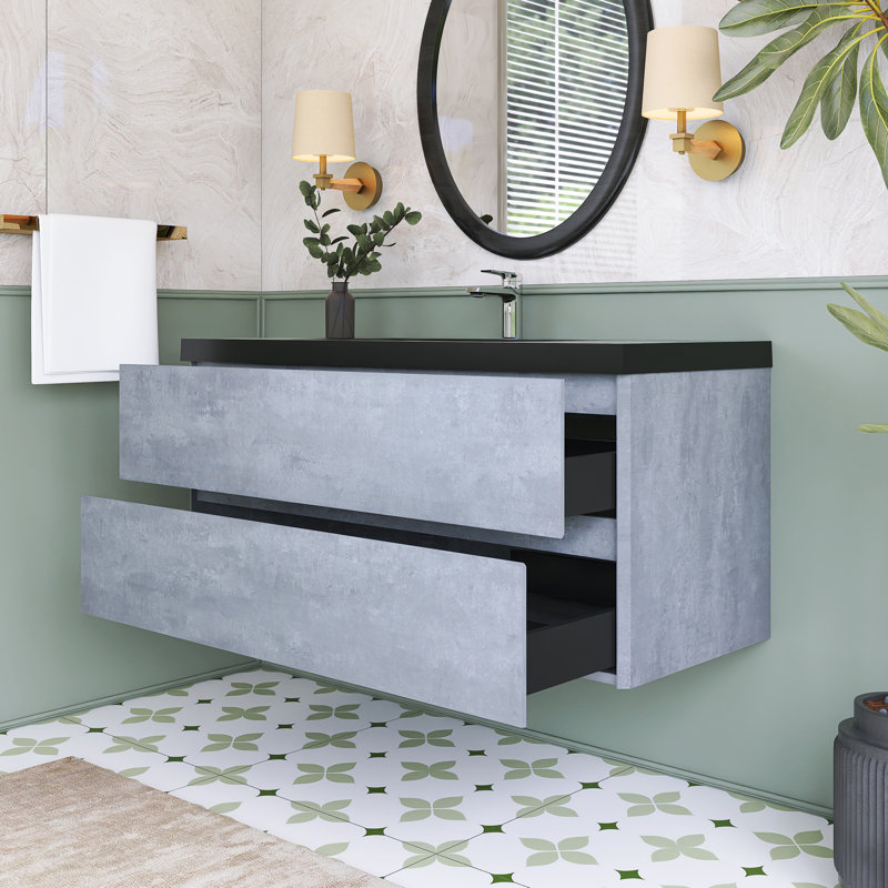 Meuble-lavabo simple 47,3 po avec plateau en quartz Launie