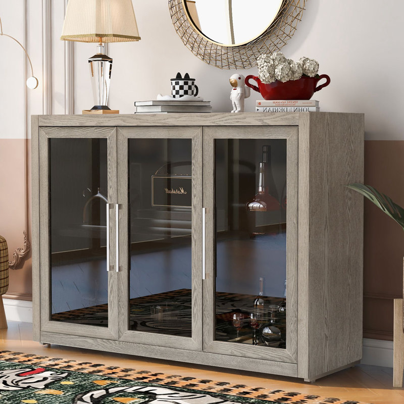 Buffet de rangement en bois trempé 48 pouces Jehron, gris