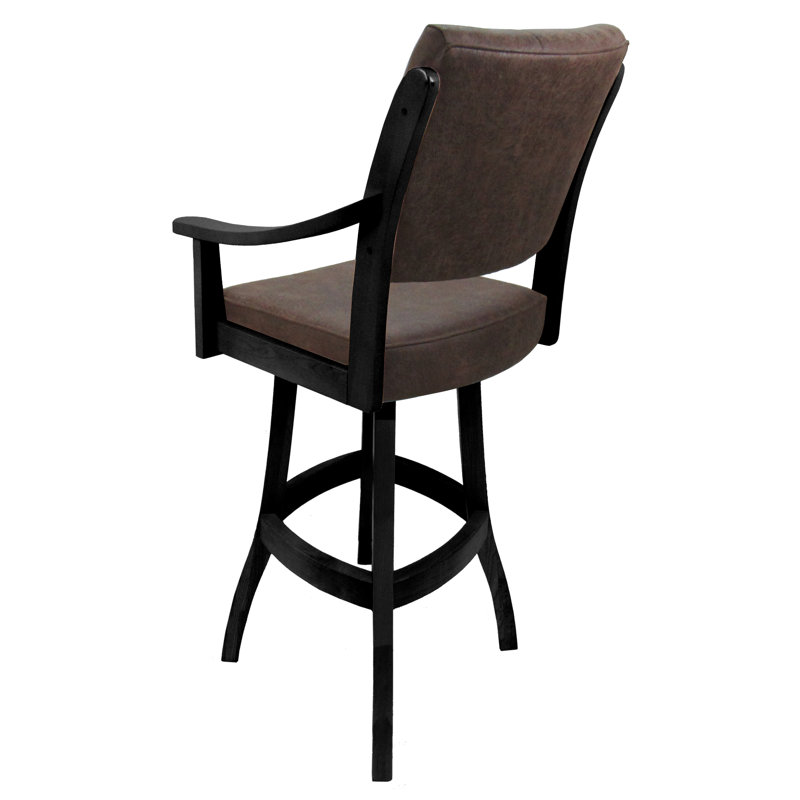 Tabouret pivotant Adaly, Black/Brown, Tabouret de comptoir (siège d'une hauteur de 26 p