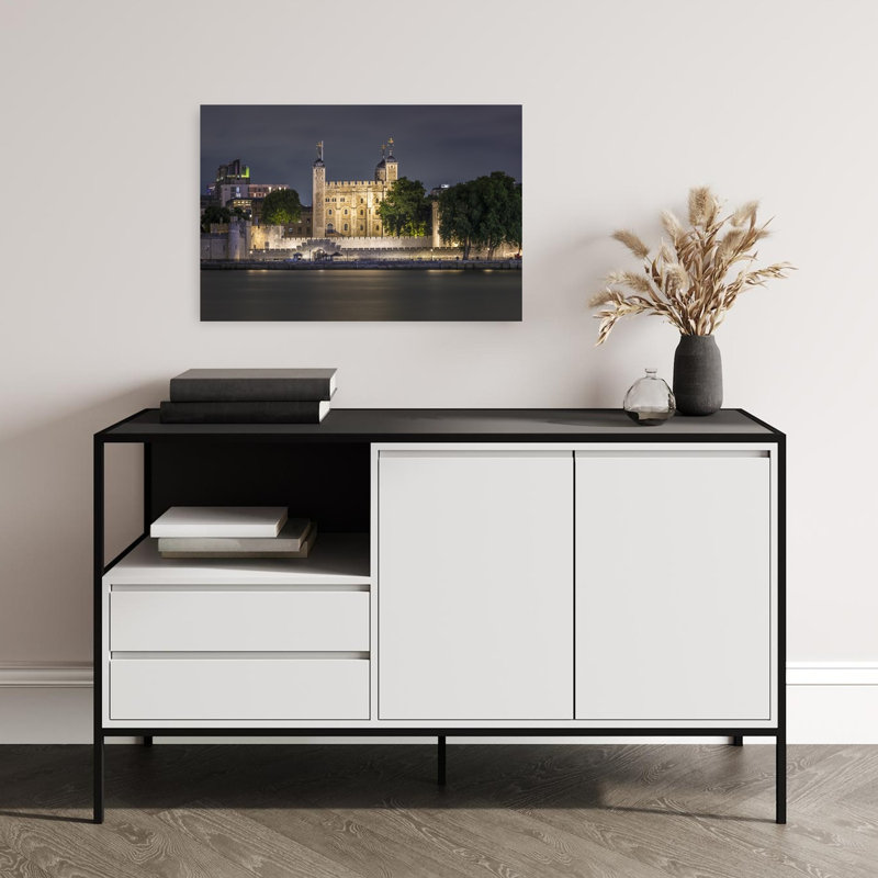 London Tower Night Abstract Contemporary Architecture City Wall Art Print, 16" H x 24" W
