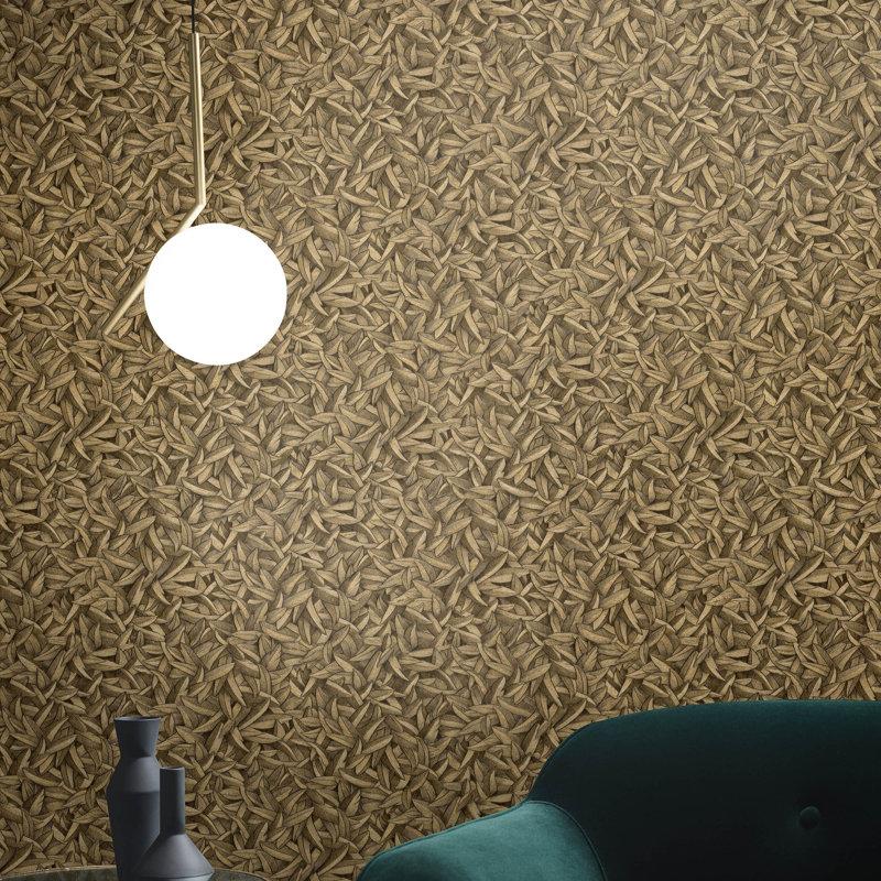 Evelina 10.05m x 70cm Textured Wallpaper Roll, Gold