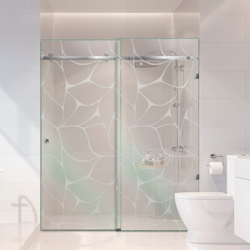 Portes de douche coulissantes en verre double sans cadre l 64 po x H 80 po, Oui, Non privé