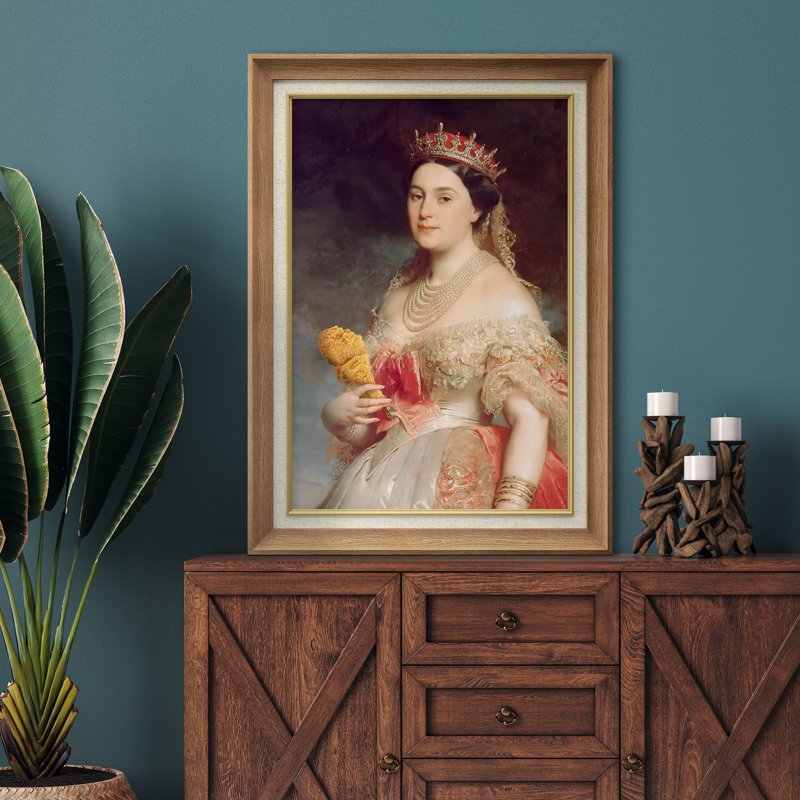 «Queen with Crown And Dress» sur toile, H 36 po x l 26 po, Cadre naturel de qualité supérieure