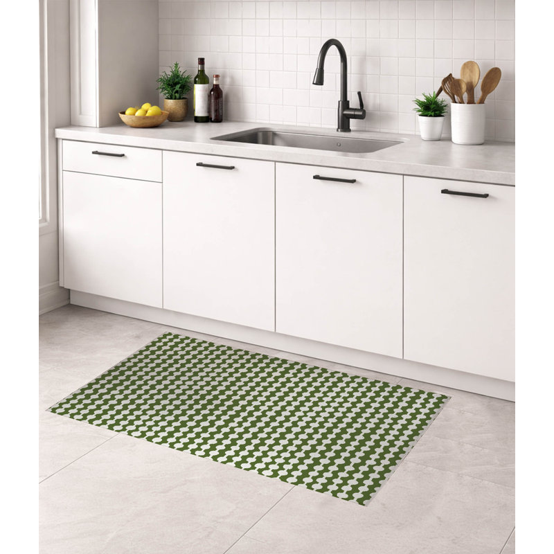 Tapis de cuisine Dot Dot, Vert olive, Rectangle 5 pi x 7 pi