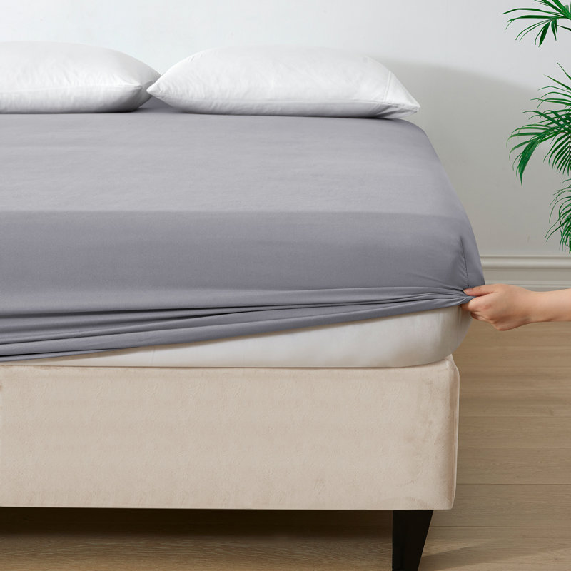 Angeliza Microfiber Standard Fitted Sheet, Silver, Super King (6')