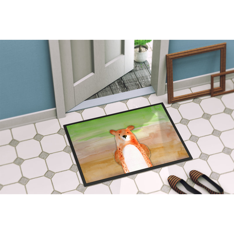 Tapis de porte extérieur anti-dérapants ours aquarelle, Rectangle 1 pi 6 po x 2 pi 3 po