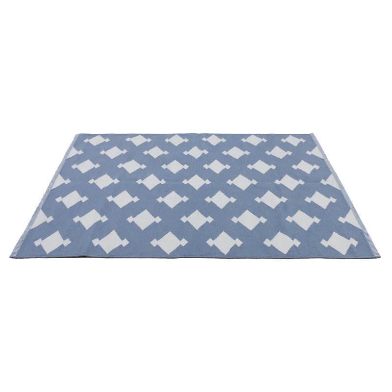 Geometric Area Rug in Blue/Ivory, Rectangle 10' x 14'
